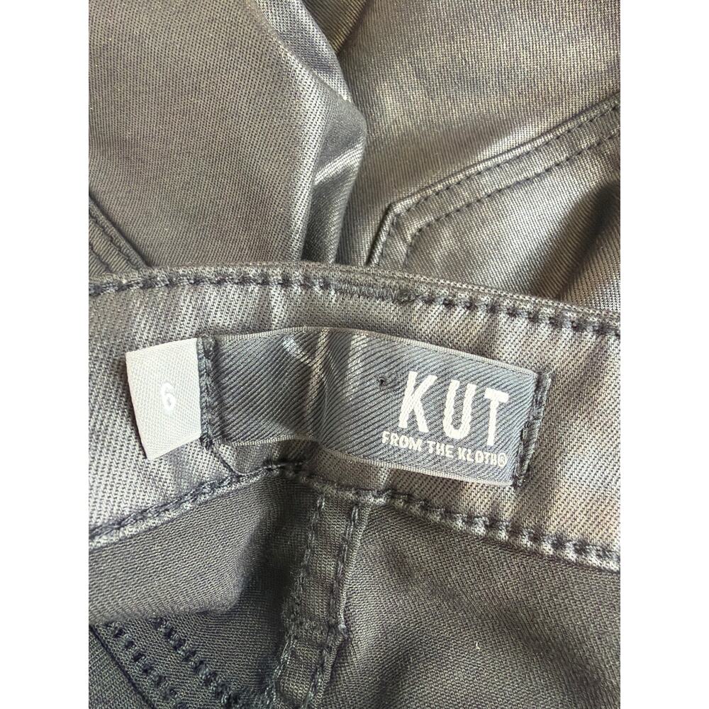 Kut from the Kloth Black Shiny Waxed Denim Jeans Size 6 - Picture 4 of 8